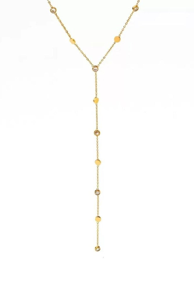 Stainless Steel CZ Lariat Necklace