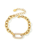Gold chain bracelet on a white background