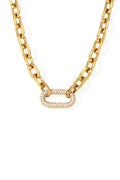 Stainless Steel Chunky CZ Link Necklace