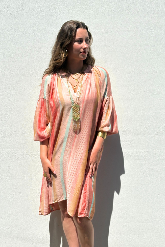 Valentina Knee-Length Dress – Rosa Stripe