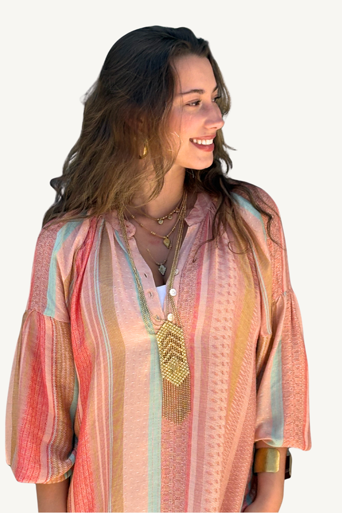 Valentina Knee-Length Dress – Rosa Stripe