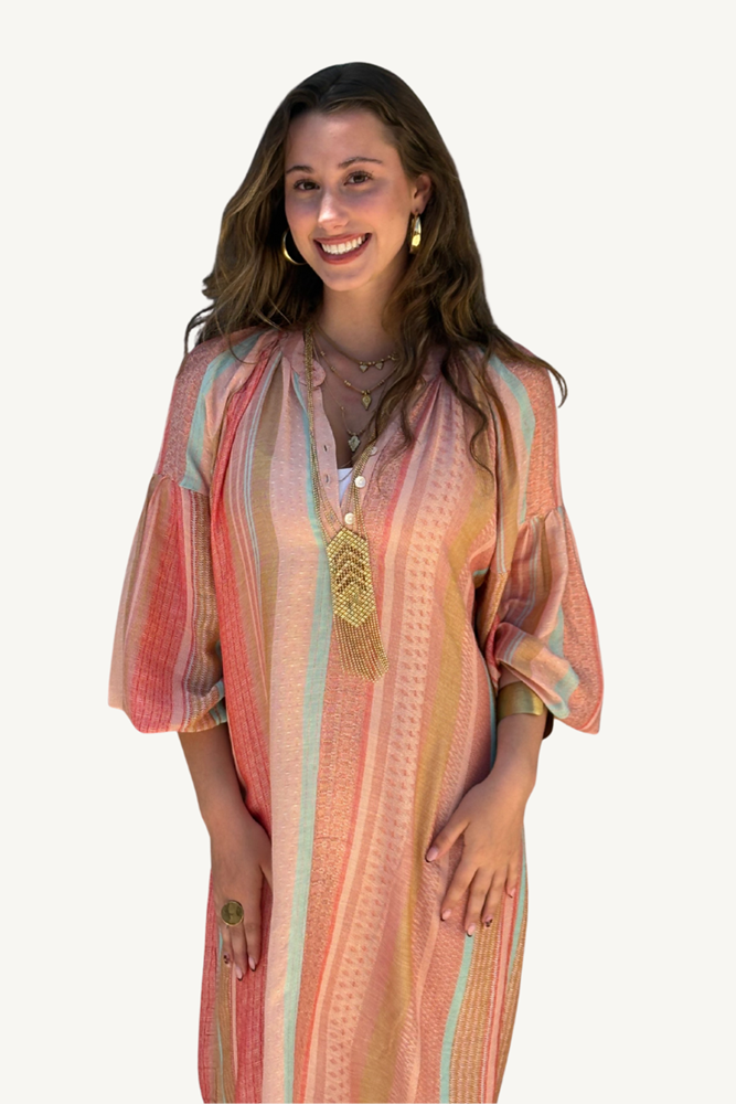 Valentina Knee-Length Dress – Rosa Stripe