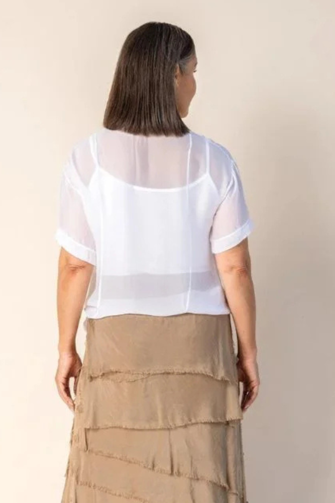 Shop White Milla Silk Top by Imagine Fashion - Origen Imports