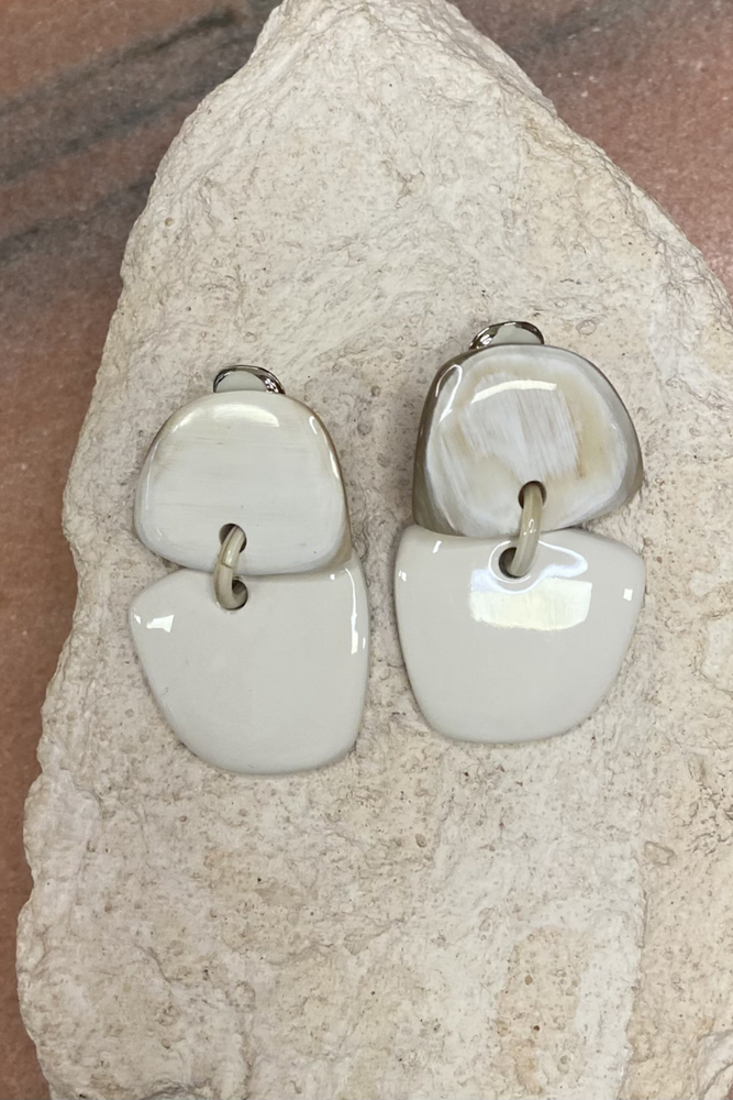 Shop White Resin Clip On Earrings - Origen Imports