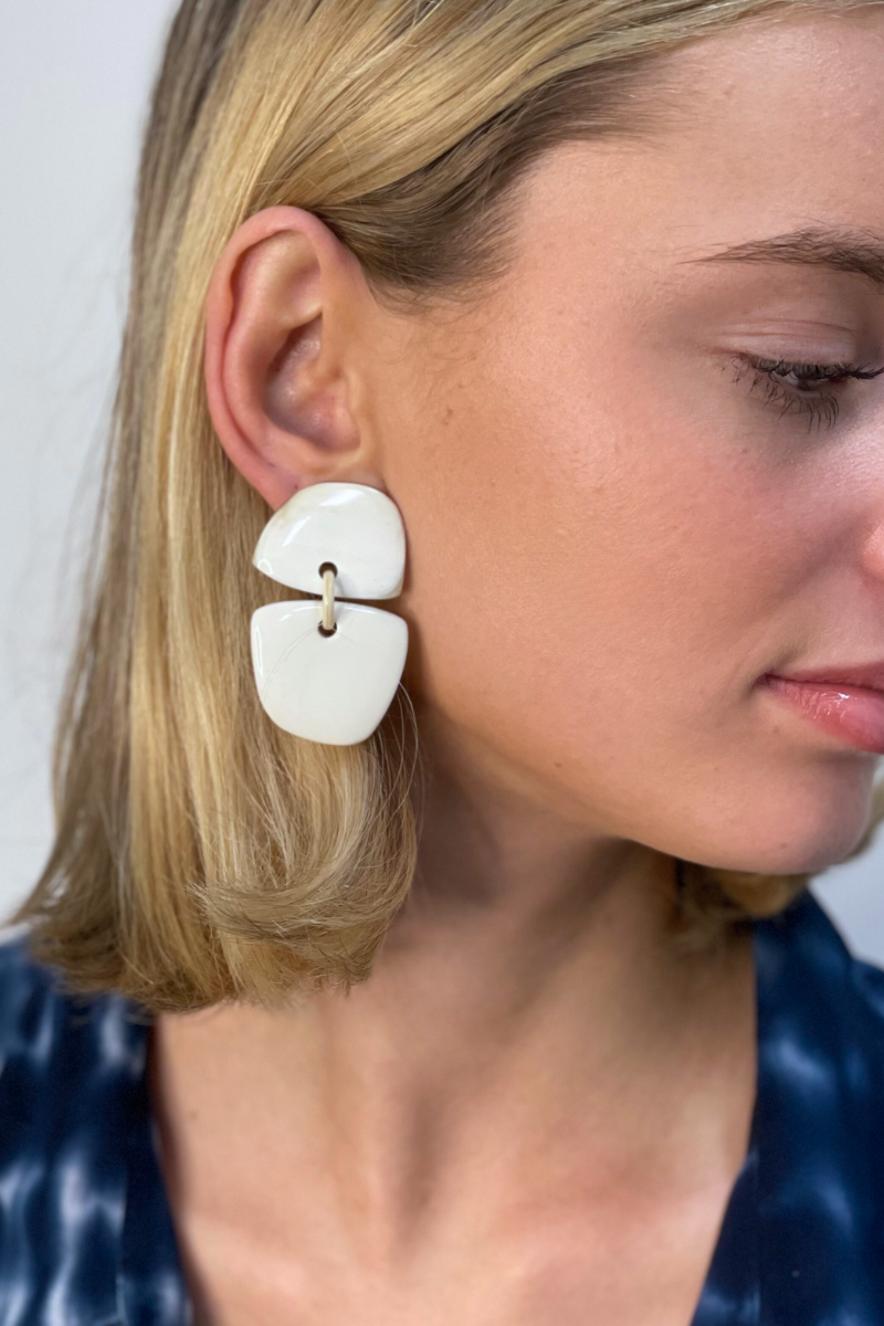 Shop White Resin Clip On Earrings - Origen Imports
