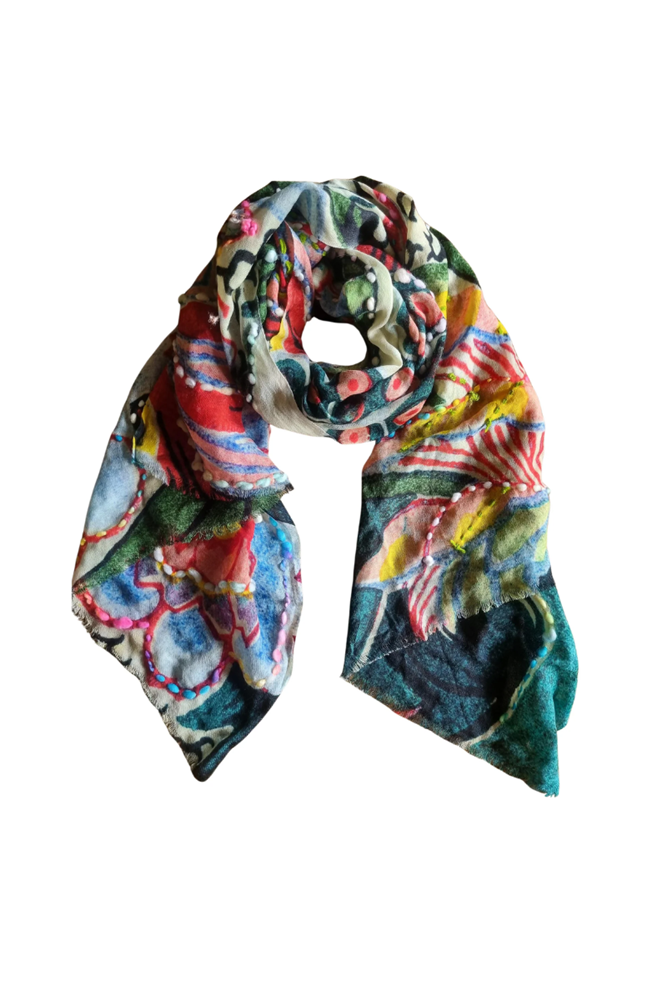 Shop Pure Wool Embroidered Scarf - Origen Imports