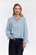 Sky Blue Amber Frill Neck Top