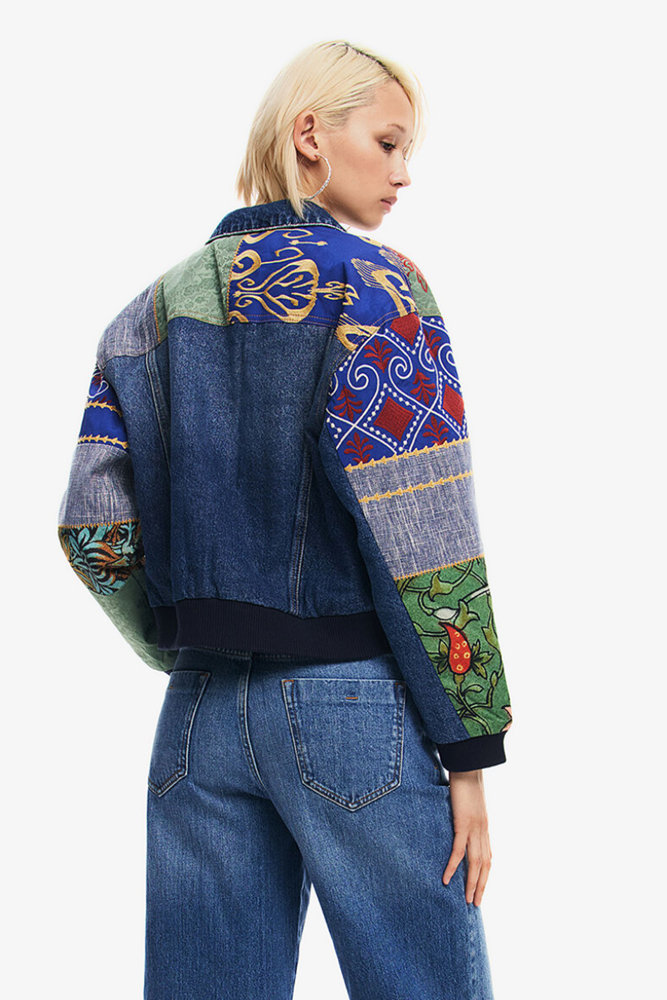 Shop Amsterda Patch Work Denim Jacket By Desigual - Origen Imports