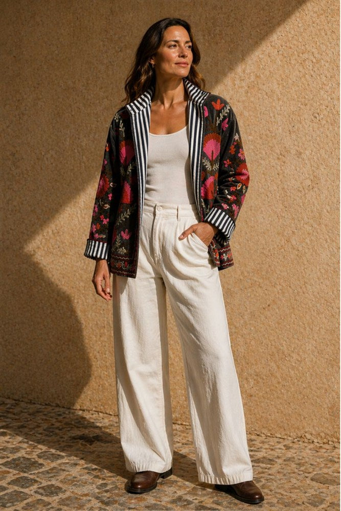 Anika Velvet Cotton Embroidered Jacket