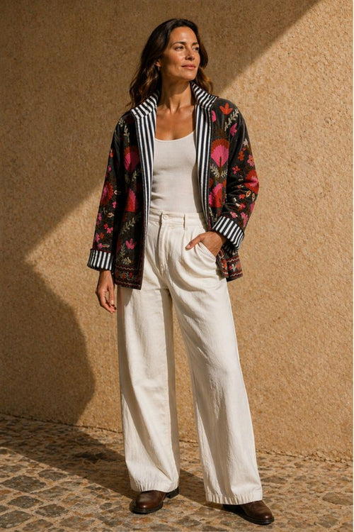 Anika Velvet Cotton Embroidered Jacket