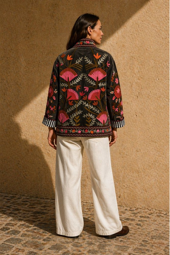Anika Velvet Cotton Embroidered Jacket