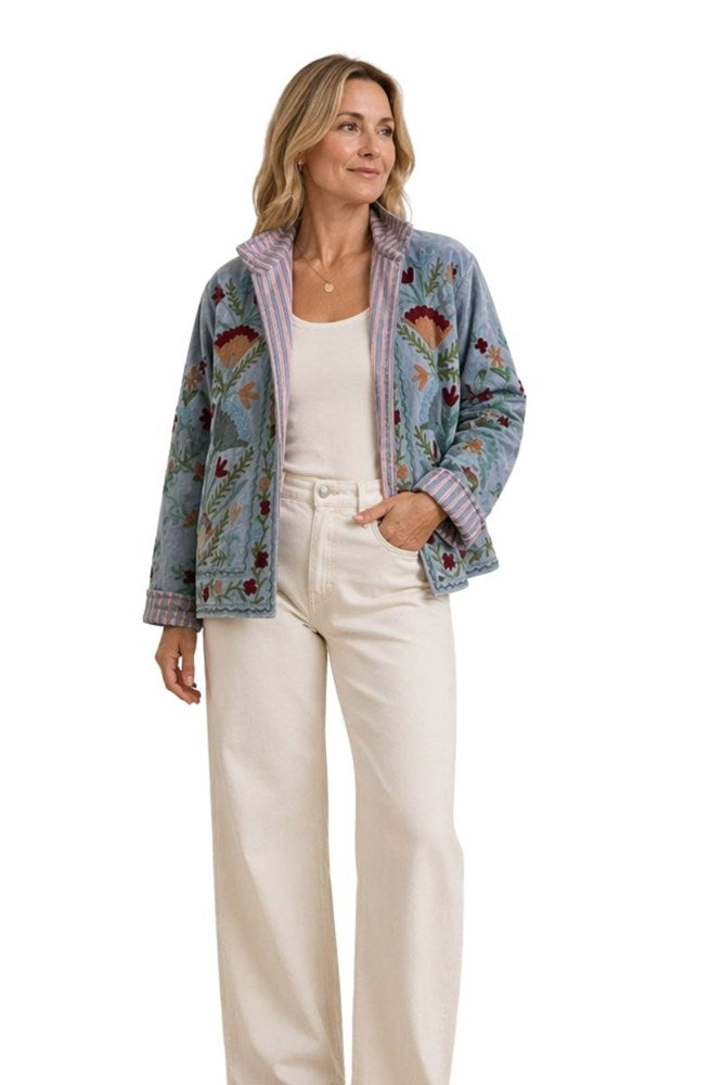 Anika Velvet Cotton Embroidered Jacket