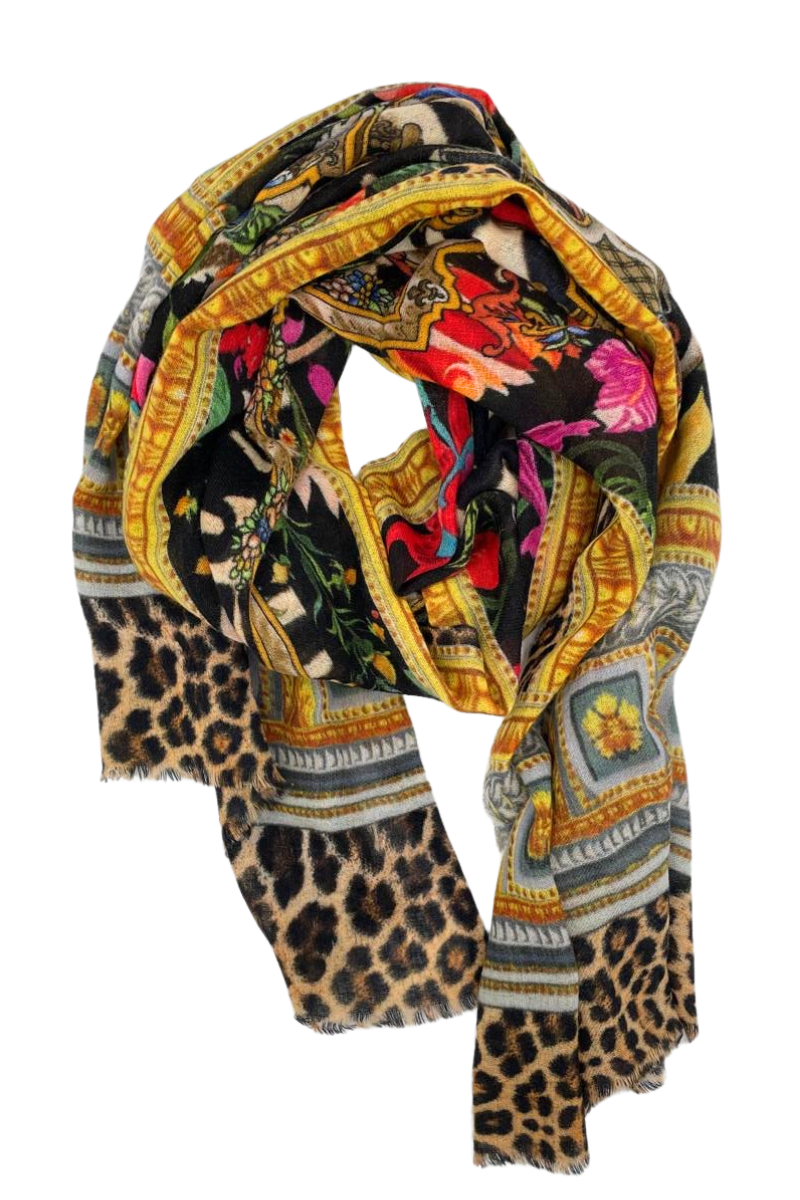 Shop Animal  Baroque Print Wool Scarf by Beleve - Origen Imports
