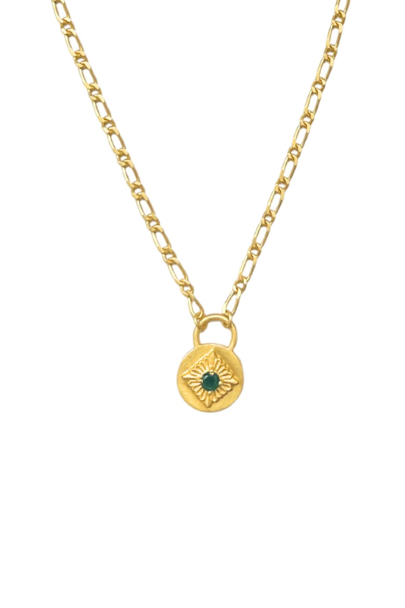Shop Rubyteva Arabesque Round Pendant With Facet Green Aven Link Chain Necklace - Origen Imports