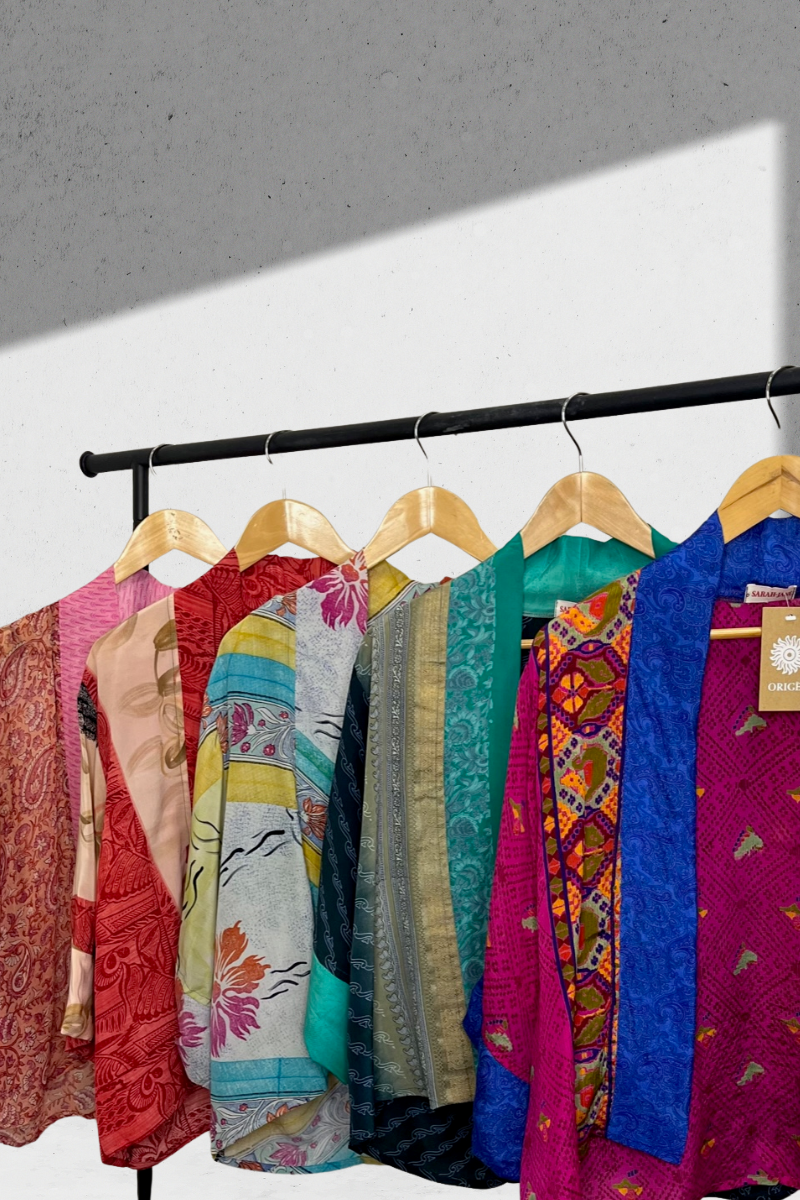 Shop Upcycled Vintage Silk Short Kimono - Various Colors - Origen Imports