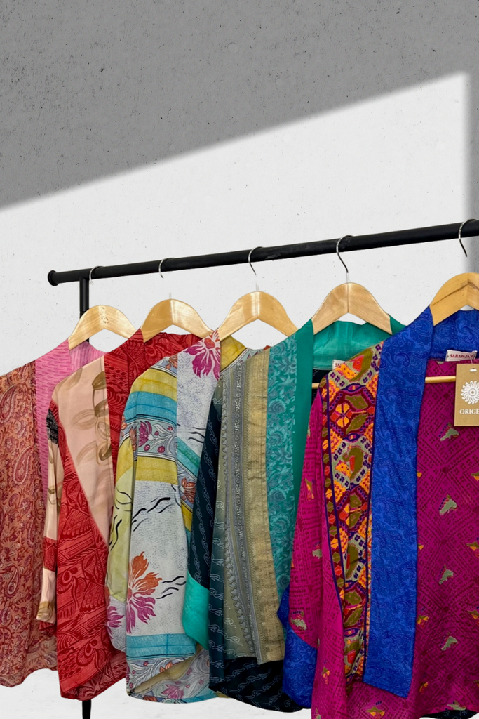 Shop Upcycled Vintage Silk Short Kimono - Various Colors - Origen Imports