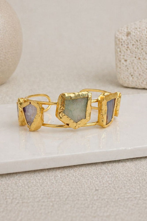 Aurelia Gold Five Stone Cuff Bracelet