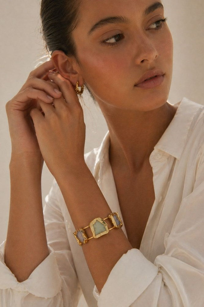 Aurelia Gold Five Stone Cuff Bracelet