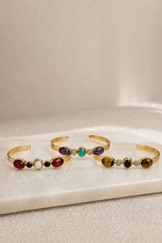Gold Aurora Multi Stone Cuff Bracelet