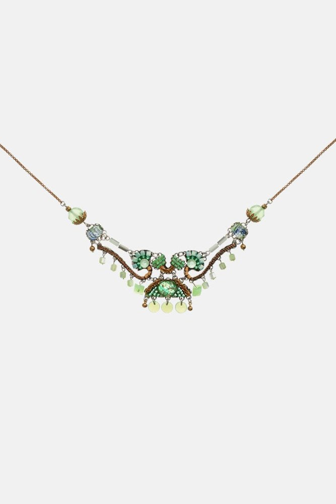 Green Seagrass Beaded Necklace Zeegras by Ayala Bar