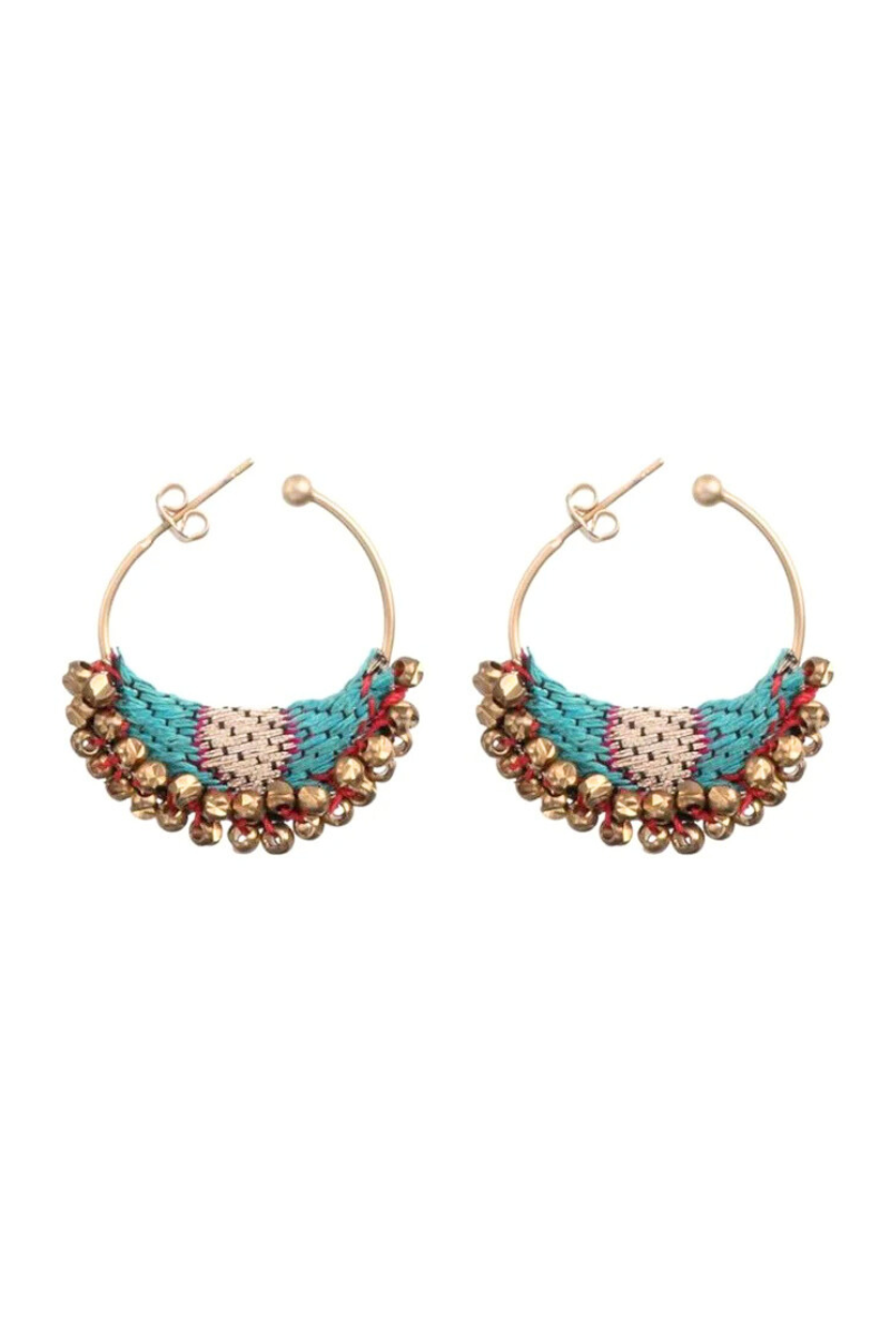 Shop Queen of Sheba Turquoise Hoop Earrings By Ayala Bar - Origen Imports