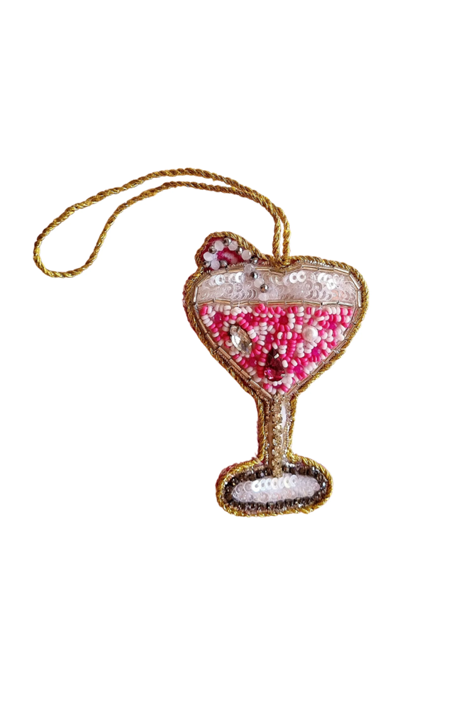 Shop Pink Cocktail Beaded Hanging Decoration - Origen Imports