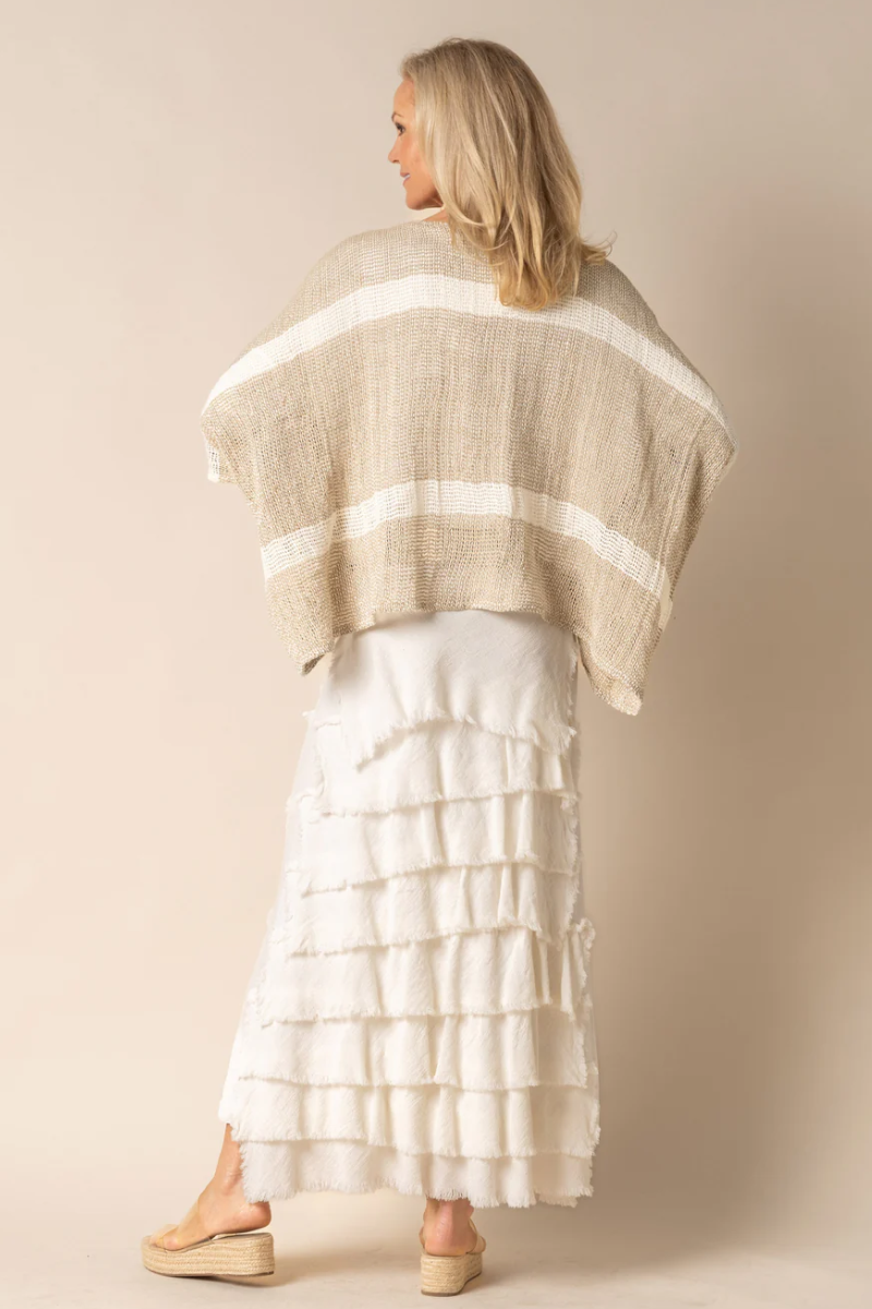 Shop Beige Aleena Linen Top By Imagine Fashion - Origen Imports