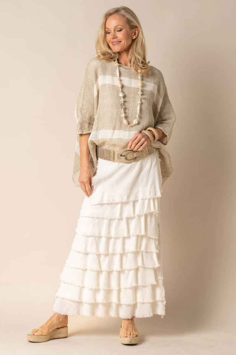 Shop Beige Aleena Linen Top By Imagine Fashion - Origen Imports