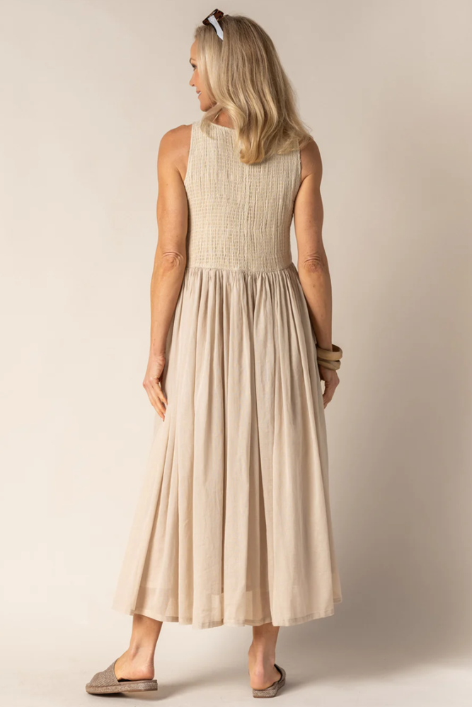 Shop Beige Coraline Cotton Dress - Origen Imports