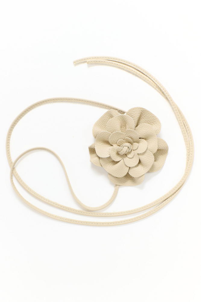 Shop Beige Flower Wrap Belt - Origen Imports