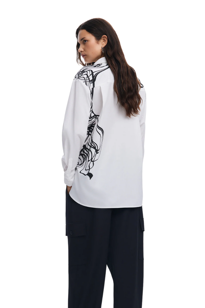 Shop Black Design Oversized White Shirt With By Desigual - Origen Imports