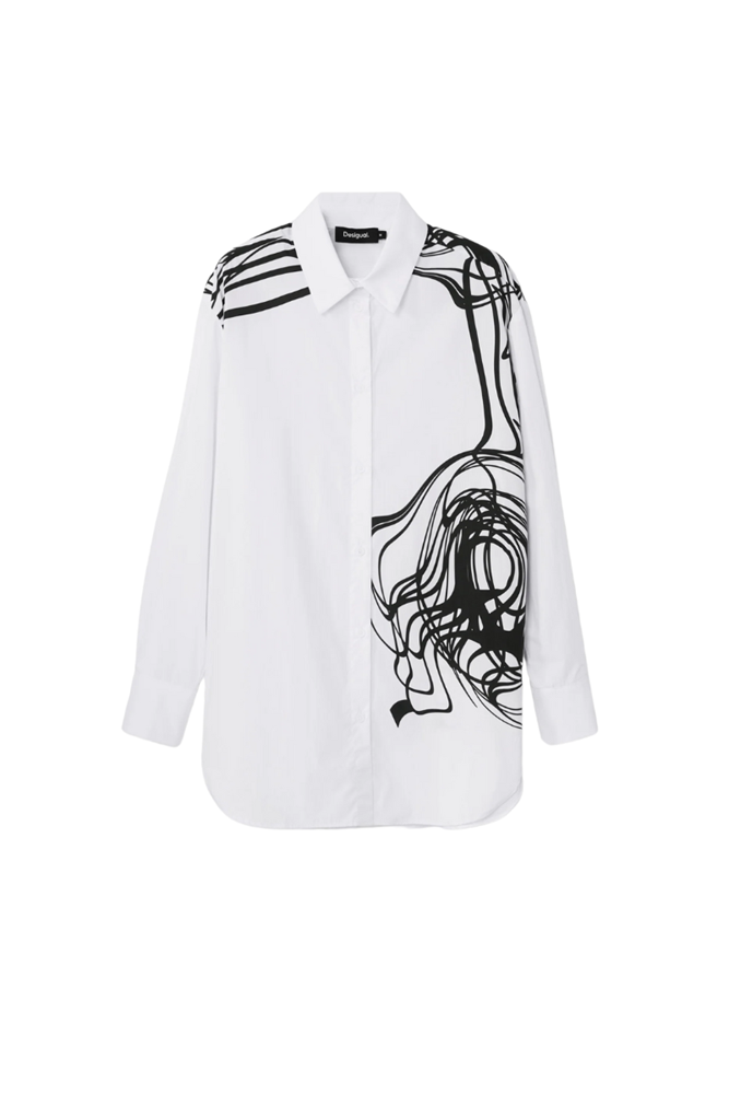 Shop Black Design Oversized White Shirt With By Desigual - Origen Imports