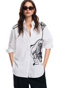 Shop Black Design Oversized White Shirt With By Desigual - Origen Imports