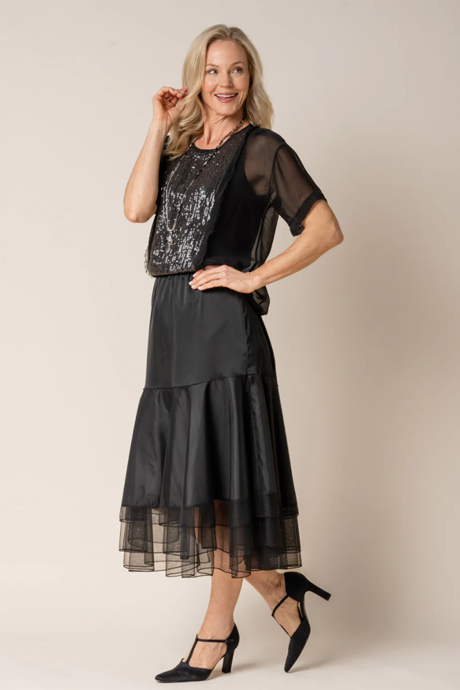 Shop Black Milla Silk Top by Imagine Fashion - Origen Imports