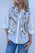 Shop Monara Cotton Embroidered Vest By Origen - Black & White - Origen Imports