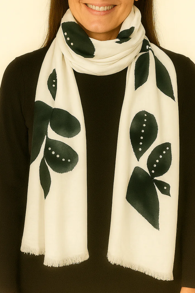 Detail Stitched Black and White Cotton Scarf Blake