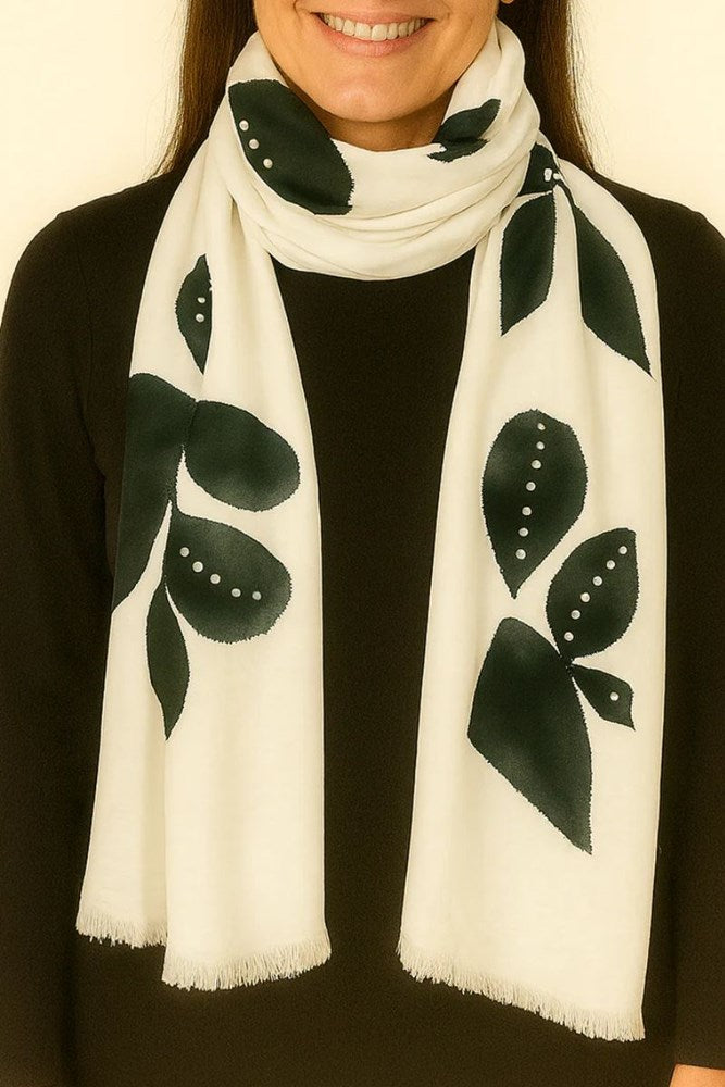 Detail Stitched Black and White Cotton Scarf Blake