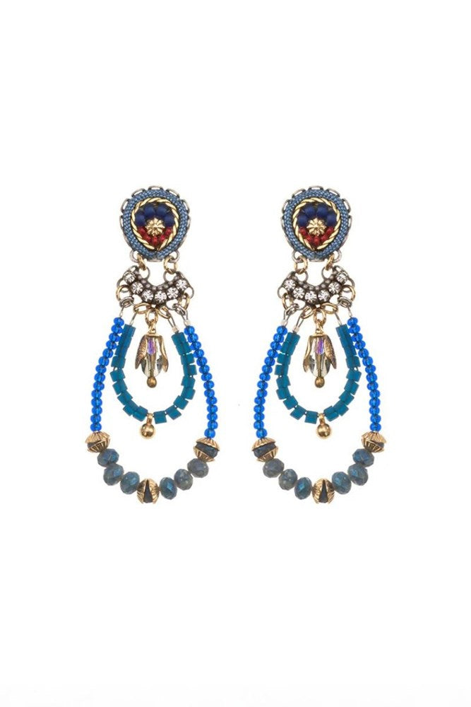 Blue Beaded Chike Earrings by Ayala Bar