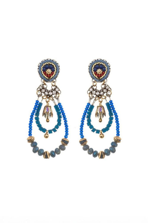 Blue Beaded Chike Earrings by Ayala Bar
