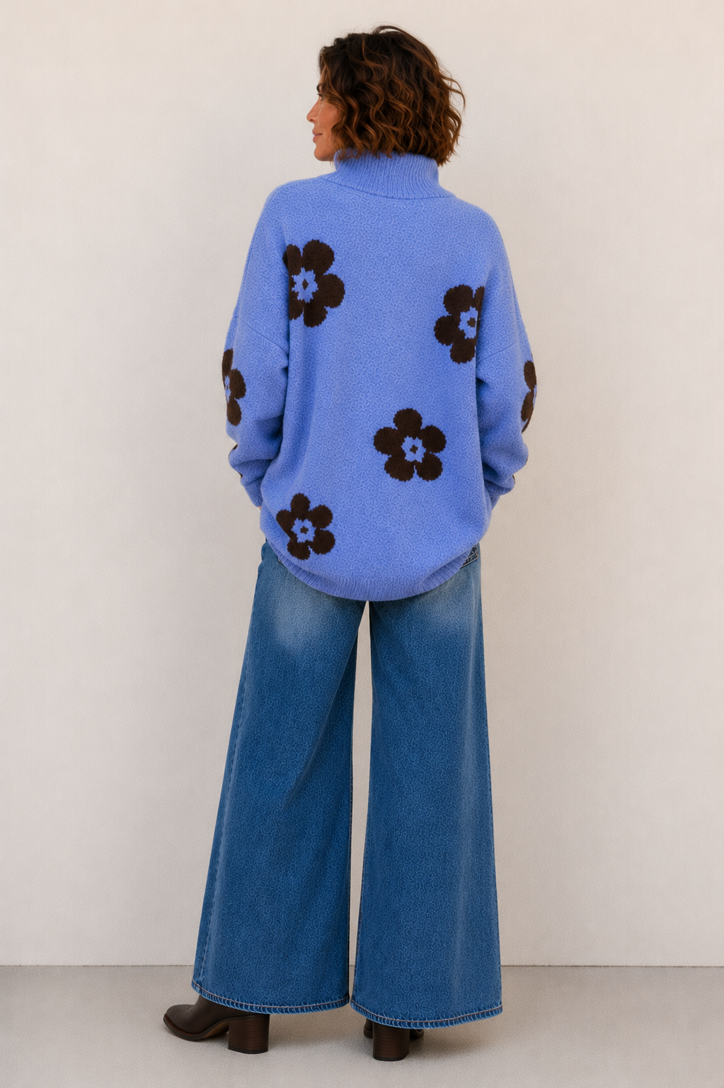 Blue Flower Relaxed Jumper