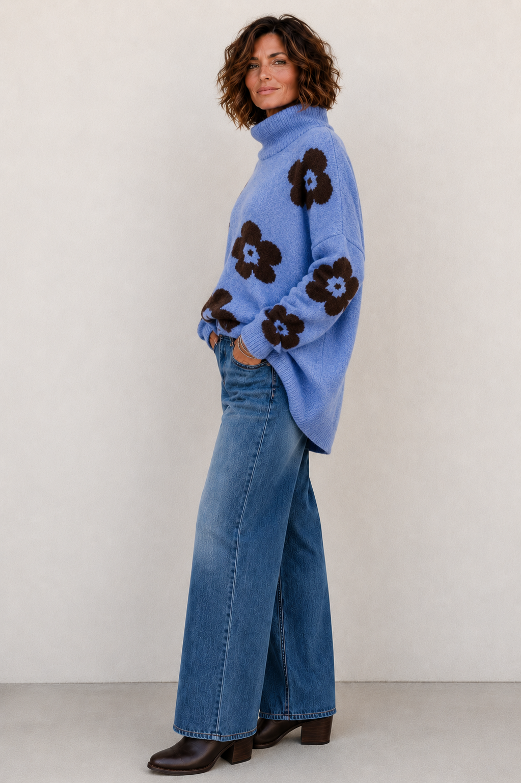 Blue Flower Relaxed Jumper