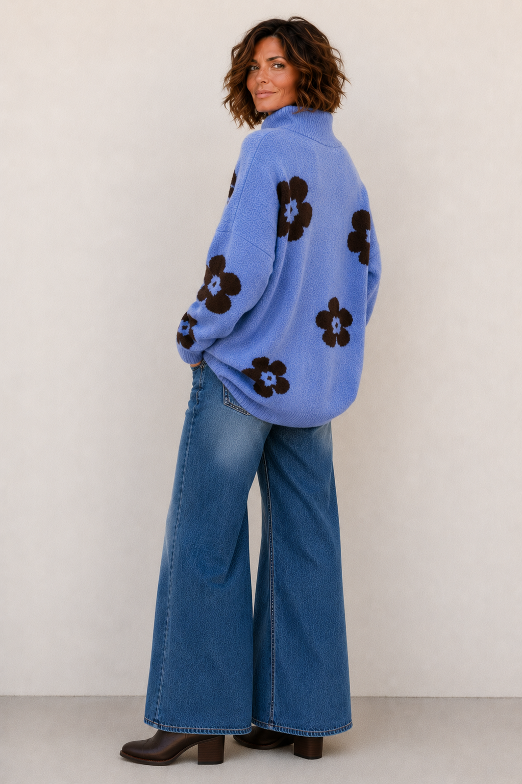 Blue Flower Relaxed Jumper