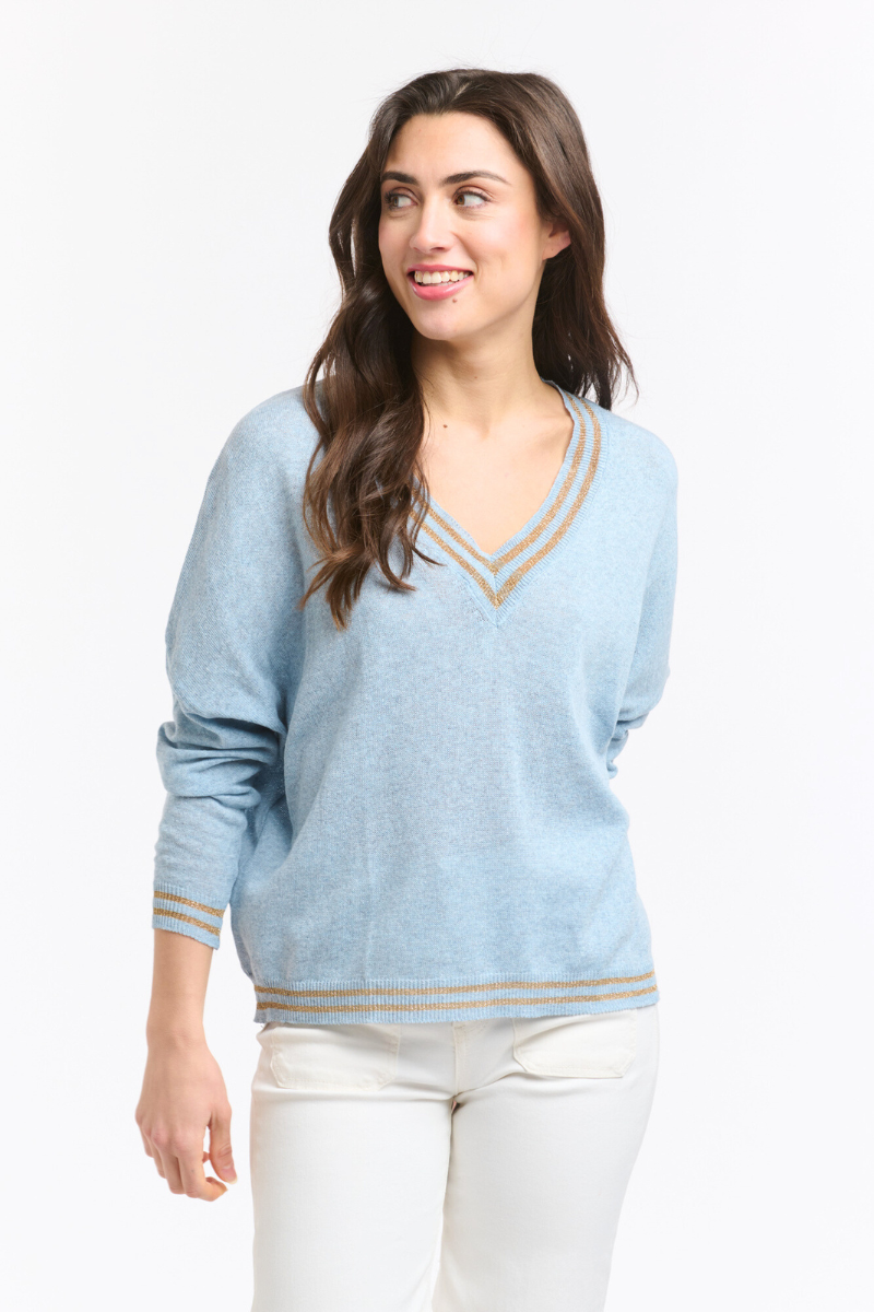 Shop Blue & Gold Lurex College Knit by Italian Star - Origen Imports