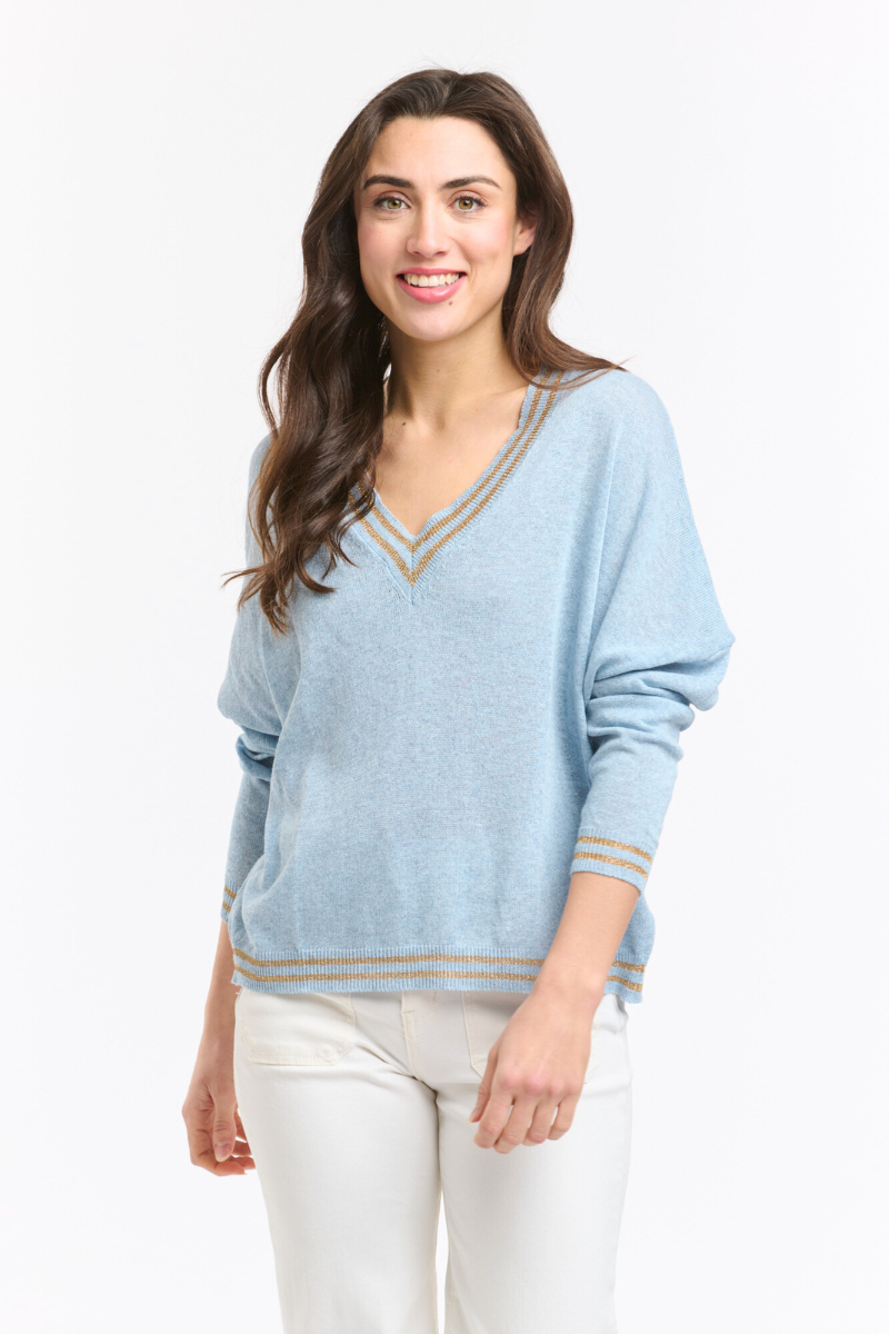 Shop Blue & Gold Lurex College Knit by Italian Star - Origen Imports