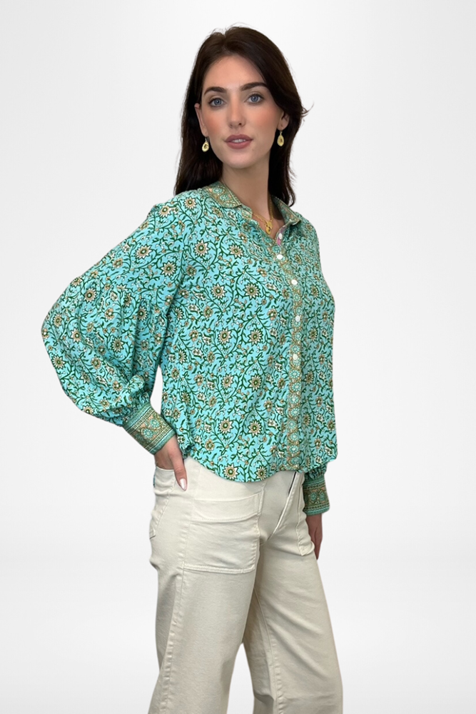 Shop Sophia Shirt Blue Floral By Pixi Carnival - Origen Imports