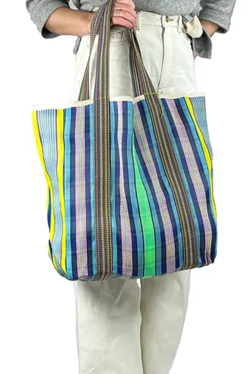 Shop Blue & Green Multi Shaped Market Bag - Origen Imports