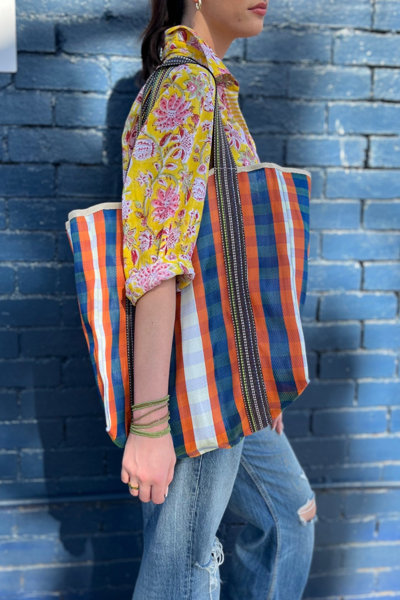 Shop Blue & Orange Shaped Market Bag - Origen Imports