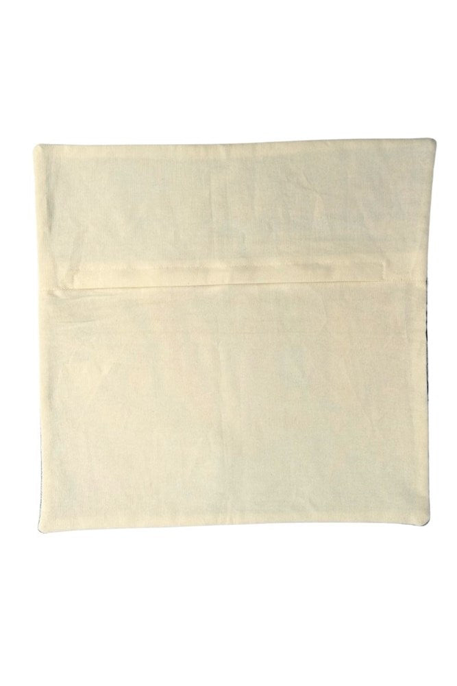 Botanical Cotton Embroidered Floral Cushion in Turquoise