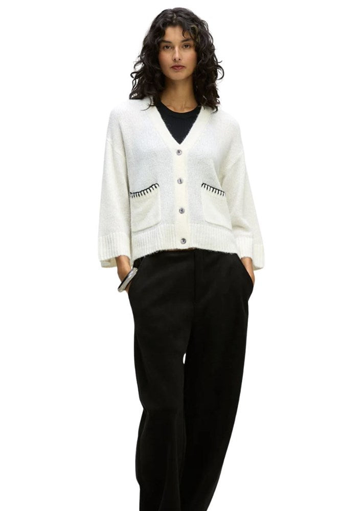 Winter White Boxy Detail Cardi
