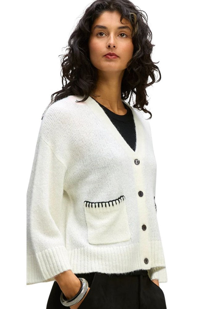 Winter White Boxy Detail Cardi